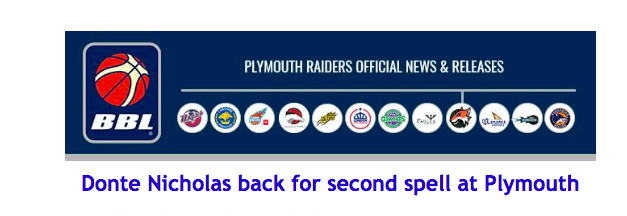 Donte Nicholas back for second spell at Plymouth