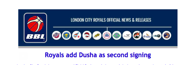 Royals add Dusha as second signing