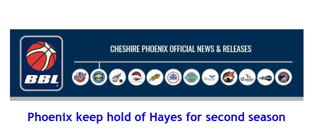British Basketball League: Phoenix keep hold of Hayes for second season