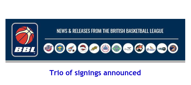 British Basketball League: Trio of signings announced