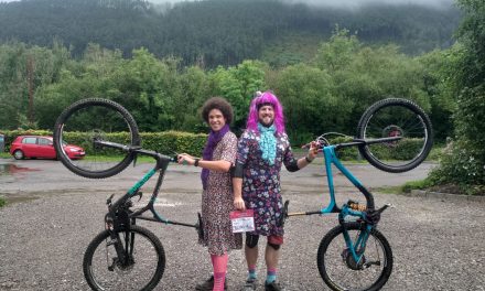 Life’s no drag for David and Dan – putting on the glitz in cycling challenge to mend broken hearts