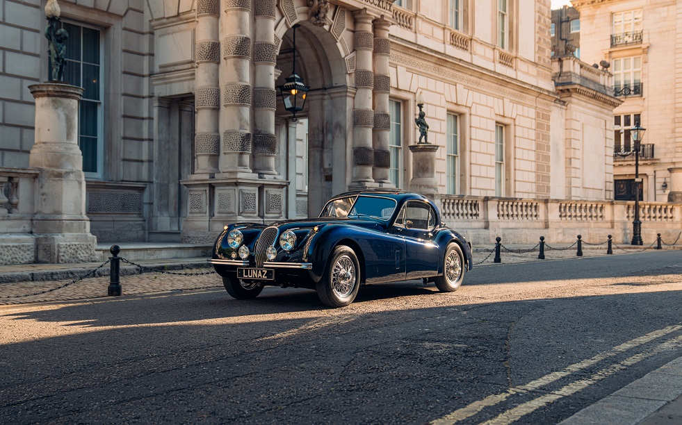 Lunaz unveils world’s first electric classic Jaguar made with ocean clean-up textiles