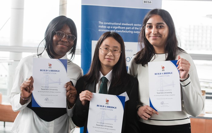Swansea students put household rubbish to the test to win bridge building competition